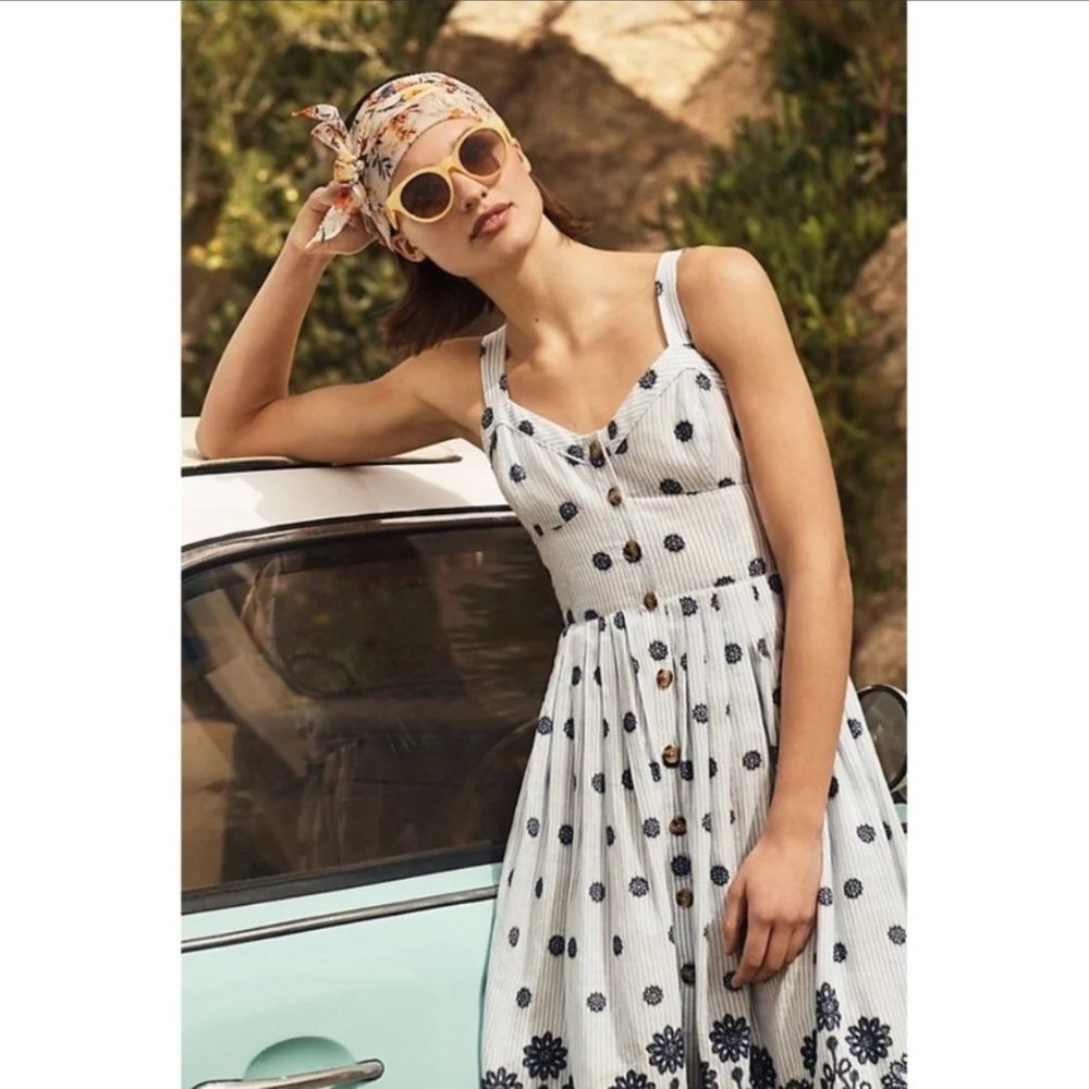 Anthropologie Maeve Savoy Embroidered Midi Dress